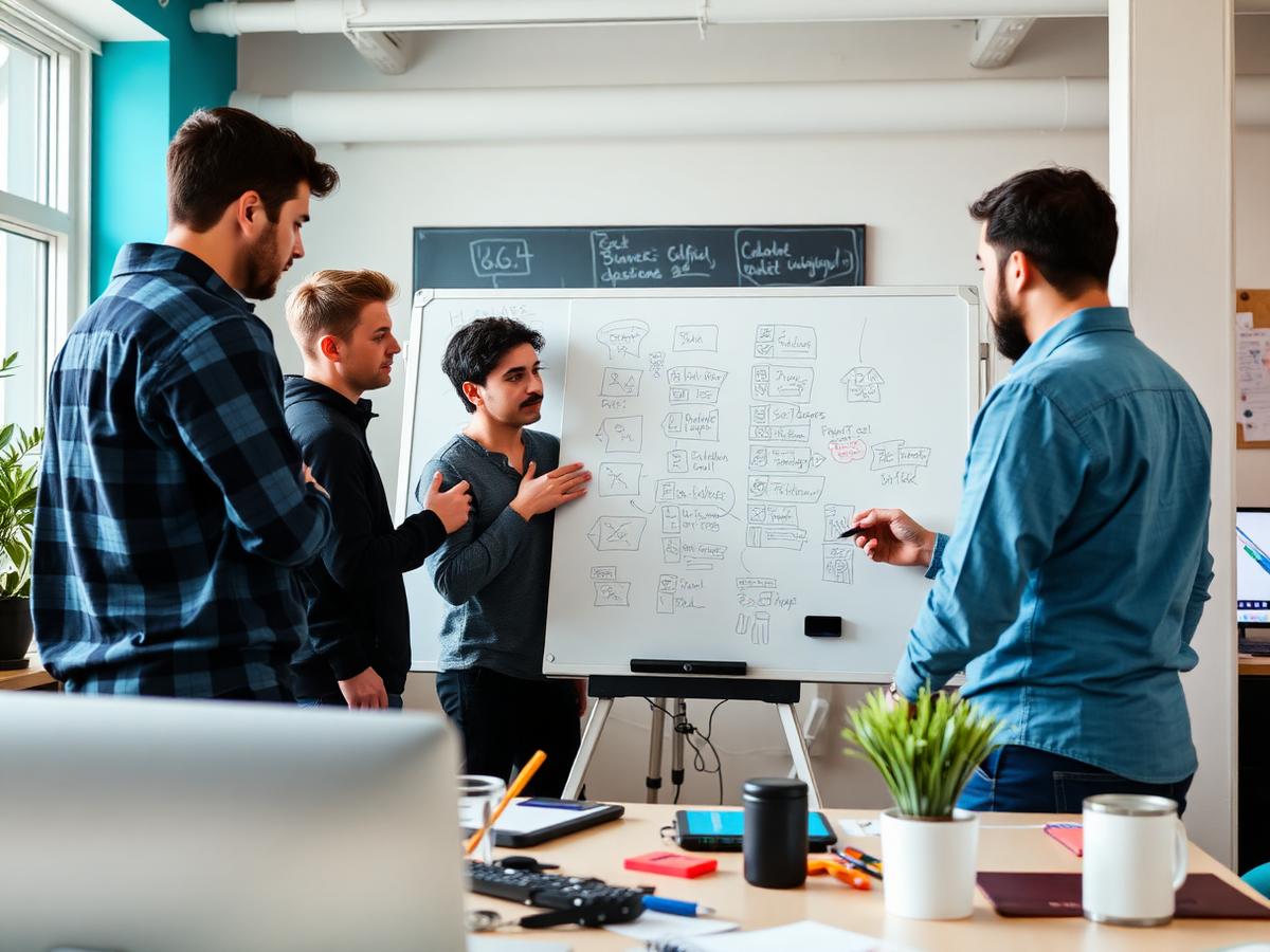 Team collaborating on a game concept